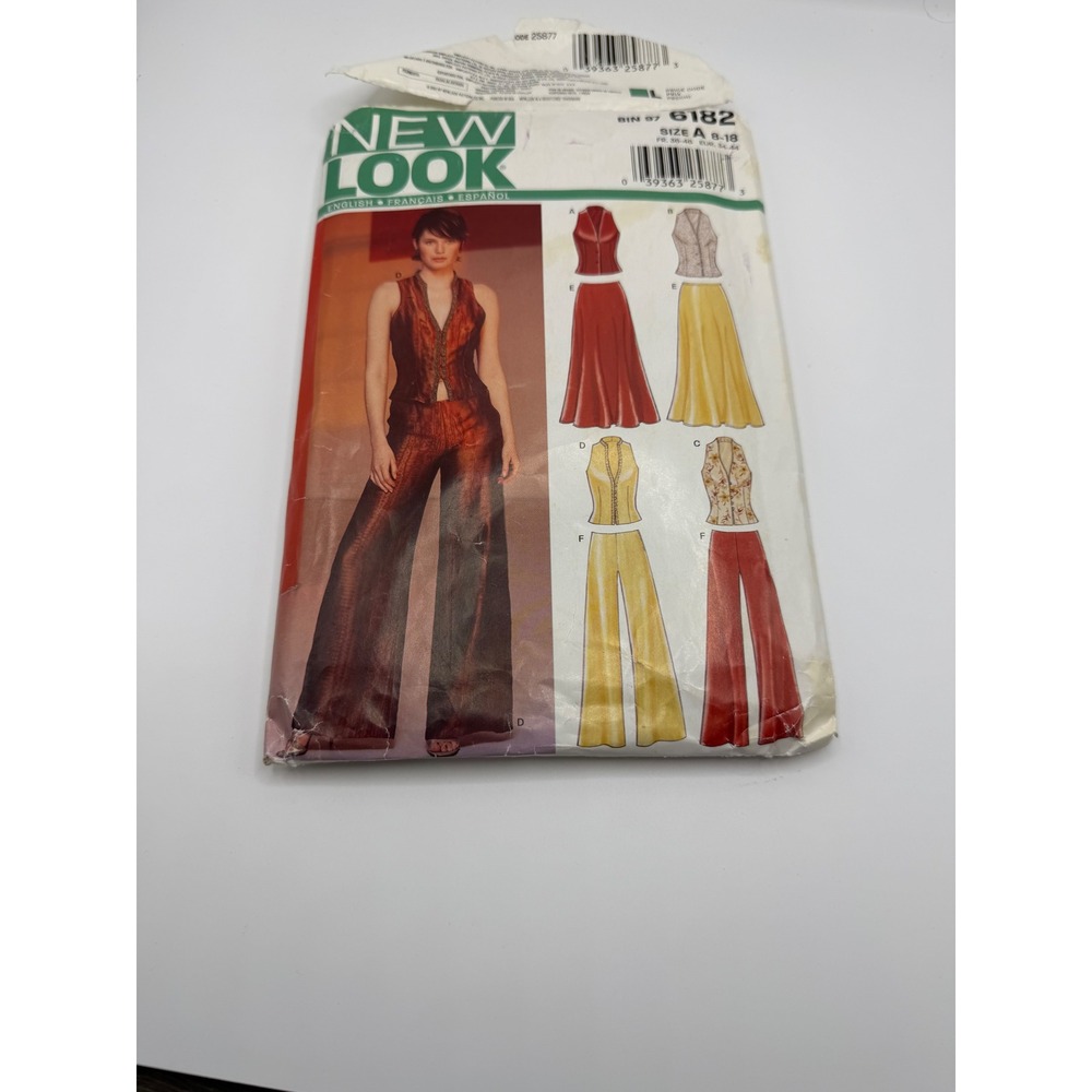 New Look 6182 Sewing Pattern Misses Vest Wide Leg Pants Maxi Skirt Size 8-18